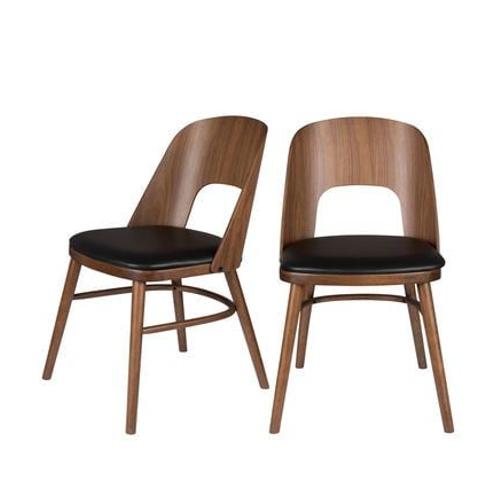 Dutchbone - Talika - Lot De 2 Chaises En Bois Et Simili - Noir