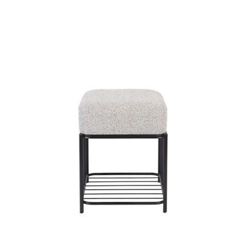 Tabouret 35x35x45 Cm En Tissu Gris Et Métal Noir