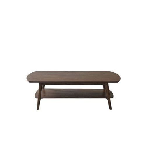 Bois Dessus Bois Dessous - Table Basse En Mindi Massif Finition Noyer Double Plateau 130 Cmvintage  - Marron