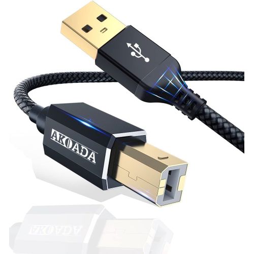 KALANKA-USB Printer Cable 6m USB A to USB B 2.0 Scanner Cable for HP Canon Dell Epson Lexmark Xerox Brother etc Printer Black