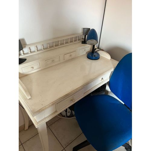 Vend Lot Bureau Blanc,Fauteuil ,Bureau Lampe, Bleu