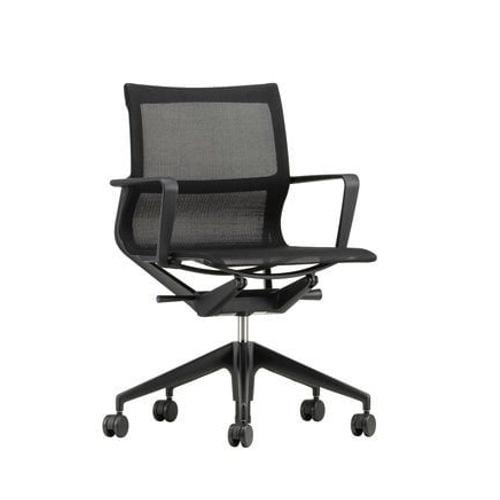 Vitra - Siège De Bureau Pivotant Physix - Revêtement Deep Black - 06 Perle Noire - Noir Foncé - Roulettes Pour Sols Durs - Noir