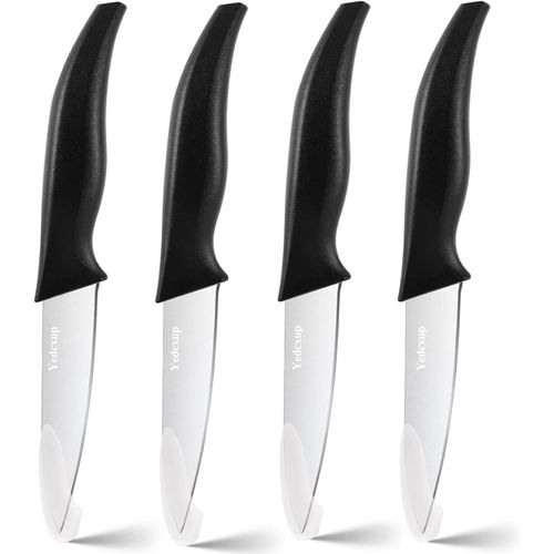 Couteau Office Set 4-Couteau Doffice Pour Fruits Et Légumes,Lame Très Tranchante,Poignée Confortable,Acier Inoxydable,Couteaux D'office Pour Cuisiner (Noir)