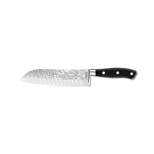 Sabatier Trompette - Carbon - Couteau Santoku 18 Cm Martelé Avec Protection De Lame - Marron