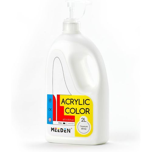 Peinture acrylique blanche, extra large, 2 L, pigments riches non toxiques, peinture blanche parfaite pour la peinture acrylique coulée, les cours d'art, la peinture murale et les fêtes de.[G1328]