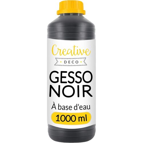 Additif Gesso Acrylique Noir | 1L | sous-Couche | Apprêt et Préparation Liquide de la Peinture Acrylique | Couverture Parfaite | Idéal pour Bois, Papier, Verre | Non-Jaunissant.[G356]