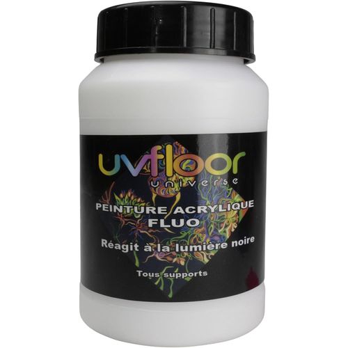 Peinture Acrylique Blanc Fluo - Spéciale Lumière Noire Et Ultra Violet - Flashy - Fluide Et Ultra Pigmentée - Fluorescent - 250ml.[G190]