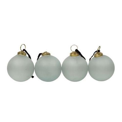 Decoclico - Set de 4 boules de Noël en verre dépoli - Blanc