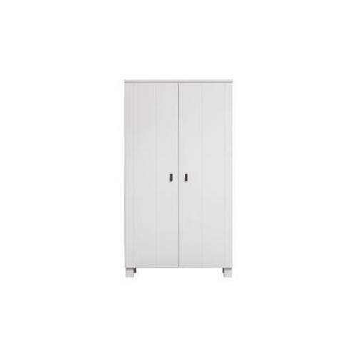 Armoire 2 Portes 110x55x203 Cm En Bois De Pin Blanc - Tyo