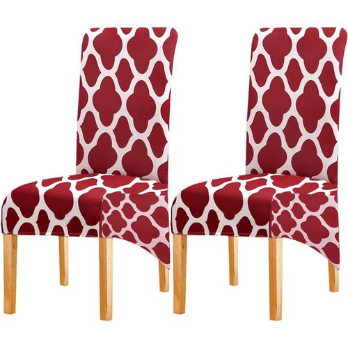 Tissu D'impression Housses De Chaise Extensibles Xl Pour Chaises De Salle À Manger, Housse De Chaise Élastique Grande 2/4/6 Pièces Pour Salle À Manger (Vin Rouge-03,2 Pack)