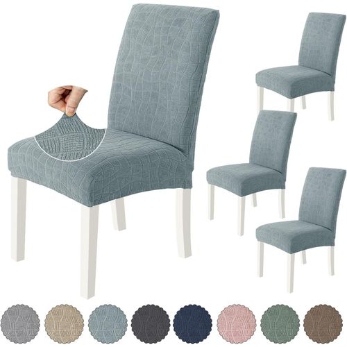 Housse De Chaise 4 Pièces, Housse Chaise Salle À Manger Élastique, Couvre Chaise Moderne Extensible, Lavable Protection Chaise, Universel Housse Pour Chaise Mariage, Gris Bleu