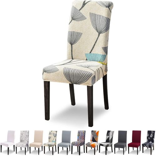 Housse De Chaise Extensible Lot De 4 Housse De Chaise Salle À Manger Universel Lavable Moderne Couvre Couverture De Chaise Pour Décor Salle À Manger Restaurant Hôtel Bouquet,Feuilles Beiges
