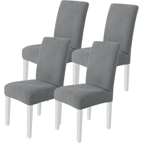 Housse De Chaise 4 Pièces, Housse Chaise Salle À Manger Moderne Élastique, Amovible Lavable Protection Chaise, Universel Housse Pour Chaise Mariage, Gris Clair