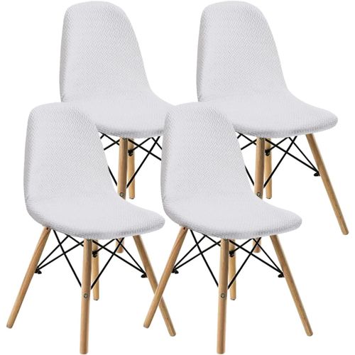 Housses De Chaises De Salle À Manger 4 Pièces Modernes Médiévales Pailles, Housses De Chaises Latérales Caractéristiques De Salle À Manger Rembourrées (Blanc Laiteux,4 Pcs)