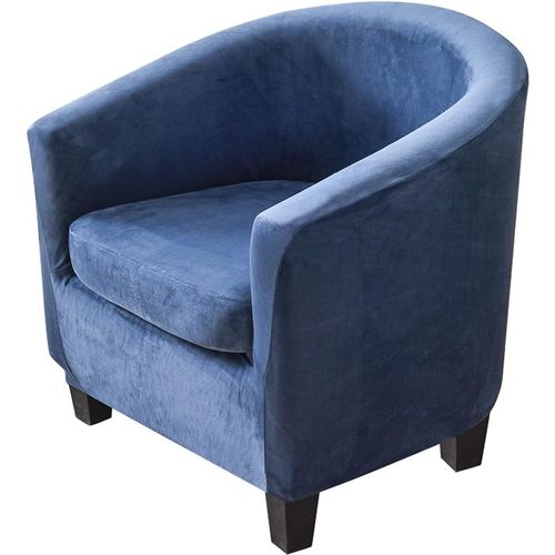 Lot De 2 Housses De Fauteuil Tonneau, Design 2 En 1 En Velours Extensible Avec Housse De Coussin, Housses De Canapé Antidérapantes (Bleu Marine, Velours)