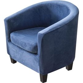 Lot De 2 Housses De Fauteuil Tonneau, Design 2 En 1 En Velours Extensible Avec Housse De Coussin, Housses De Canapé Antidérapantes (Bleu Marine, Velours)