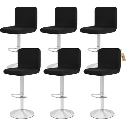 6 Pcs Housses De Chaise De Bar, Couverture De Chaise De Pub, Lavables Amovibles Extensibleshousse Tabouret De Bar Pour Chaise De Salle À Manger Pivotante Courte Chaise Arrière Tabouret(Noir)