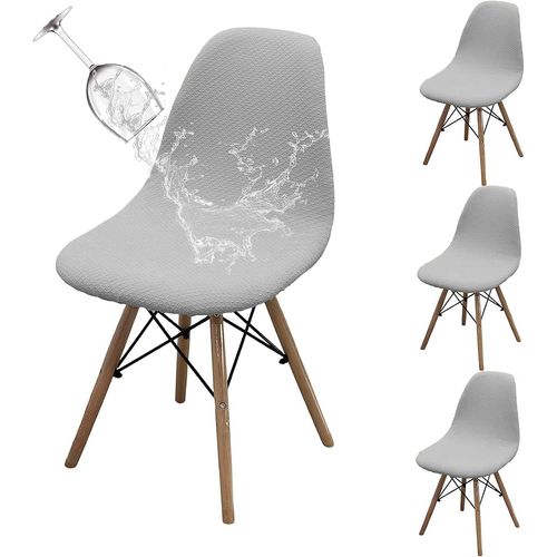 Lot De 4 Housse De Chaise De Salle À Manger Imperméable Extensible, Moderne Lavable Universel Couverture De Chaise De Cuisine Décor De Cuisine Maison, Gris Clair