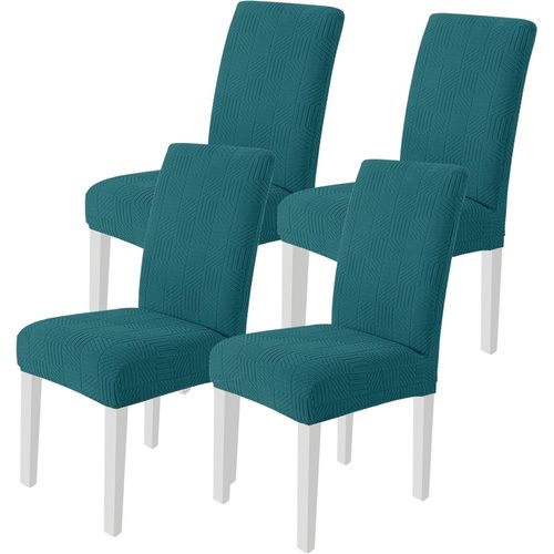 Housse De Chaise 4 Pièces, Housse Chaise Salle À Manger Moderne Élastique, Amovible Lavable Protection Chaise, Universel Housse Pour Chaise Mariage, Vert Foncé