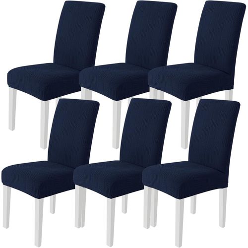 Housse De Chaise 6 Pièces, Housse Chaise Salle À Manger Élastique, Lavable Protection Chaise, Moderne Couverture De Chaise Pour Décor Salle À Manger, Hôtel Et Mariage, Bleu Foncé