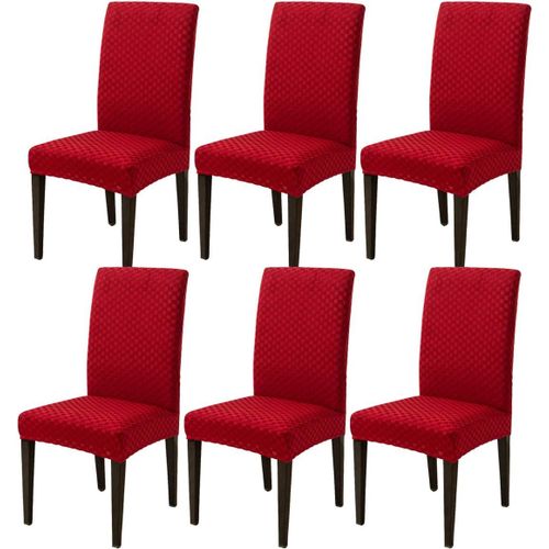 Lot De 6 Housses De Chaise De Salle À Manger Extensibles, Amovibles Et Lavables - Pour Salle À Manger, Cuisine, Mariage, Banquet, Fête (Rouge Vin)