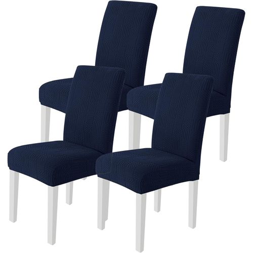 Housse De Chaise 4 Pièces, Housse Chaise Salle À Manger Moderne Élastique, Amovible Lavable Protection Chaise, Universel Housse Pour Chaise Mariage, Bleu Foncé
