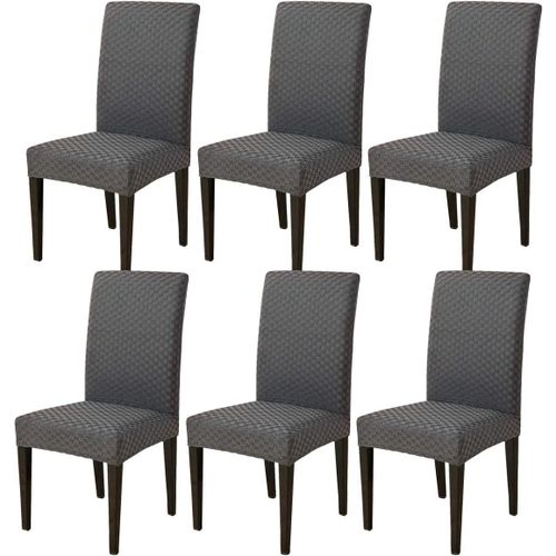 Lot De 6 Housses De Chaise De Salle À Manger Extensibles, Amovibles Et Lavables - Pour Salle À Manger, Cuisine, Mariage, Banquet, Fête - Gris Foncé