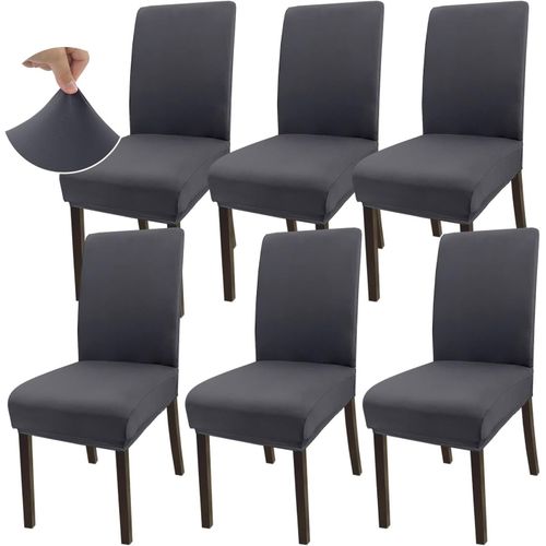 Lot De 6 Housses De Chaise De Salle À Manger Super Extensibles, Universelles Et Amovibles Pour Chaises De Salle À Manger, Cuisine, Restaurant Et Hôtel (Gris)