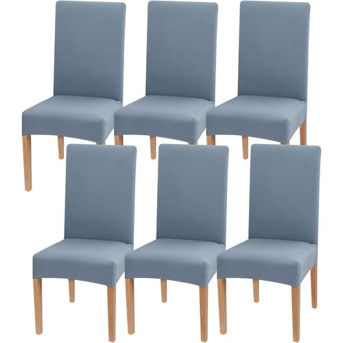 Lot De 6 Housses De Chaise Extensibles Pour Salle À Manger À Dossier Haut, Amovibles Et Lavables Avec Élastique Pour Hôtel, Mariage, Cuisine, Salle À Manger (Gris Bleu)