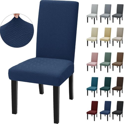 Housse De Chaise 2 Pièces, Housse Chaise Salle À Manger Moderne Élastique, Couvre Chaise Extensible, Pour Les Housse De Chaise De Salle À Manger Décoratives, Hôtel, Bleu Foncé