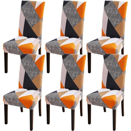 Housse De Chaise Avec Dossier 6 Pièces, Élastique Universelle Anti-Taches Moderne, Lavable, Décorative, Couvre-Chaises Pour Salon, Maison, Restaurant, Hôtel (Multicolore 2)