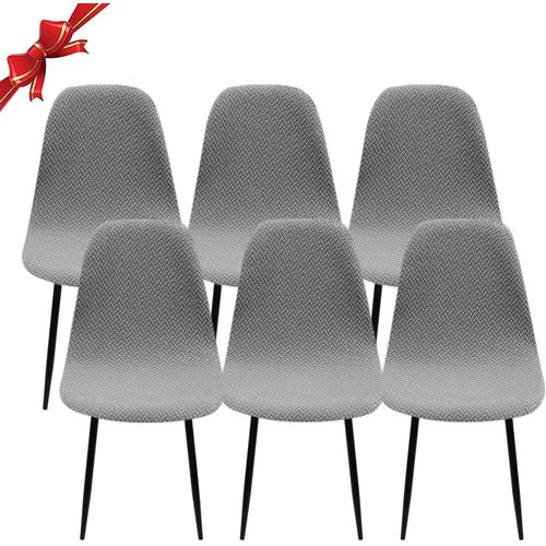 Housse De Chaise Scandinave Lot De 6, Housse De Chaise De Salle À Manger Scandinaves Extensible,Jacquard Diagonal Couverture De Chaise Élastique Universel Pour Décoration De Maison,Gris Pâle
