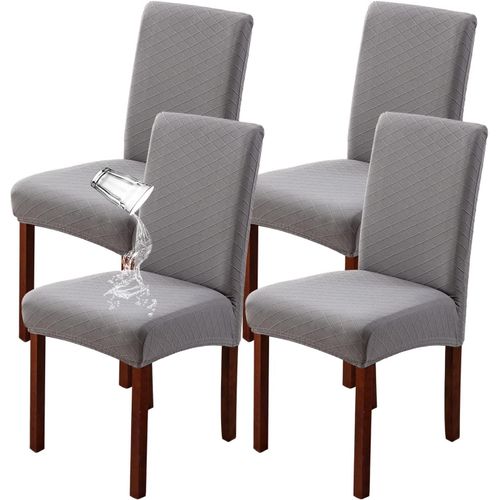 Lot De 4/6 Housses De Chaise De Salle À Manger Modernes, Extensibles, Amovibles Et Lavables (Gris Clair, 4 Pièces)