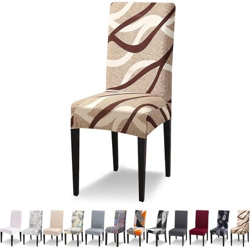 Housse De Chaise Extensible Lot De 6 Housse De Chaise Salle À Manger Universel Lavable Moderne Couvre Couverture De Chaise Pour Décor Salle À Manger Restaurant Hôtel Bouquet,Ligne De Café