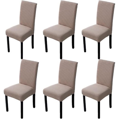 Housses De Chaise Avec Dossier 6 Pièces, Élastique Lavable, Amovible, Housses De Chaise Universelles Modernes, Couvre-Chaises De Salon, Salle À Manger, Cuisine, Hôtel (Khaki)
