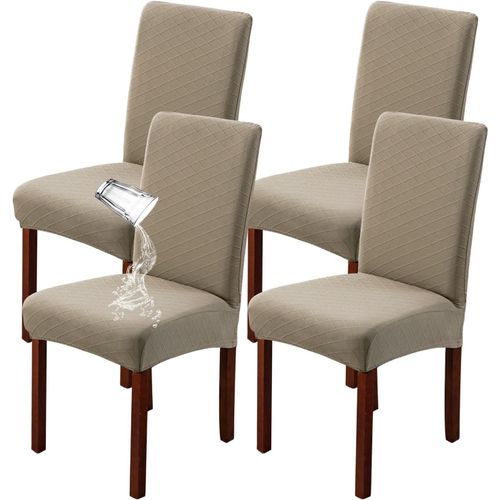 Lot De 4/6 Housses De Chaise De Salle À Manger Modernes, Extensibles, Amovibles Et Lavables (Taupe, 4 Pièces)