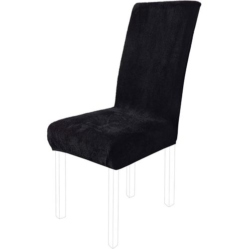 Sourcing Map Housse De Chaise De Salle À Manger Extensible Peluche Élastique Lavable Protecteur Noir