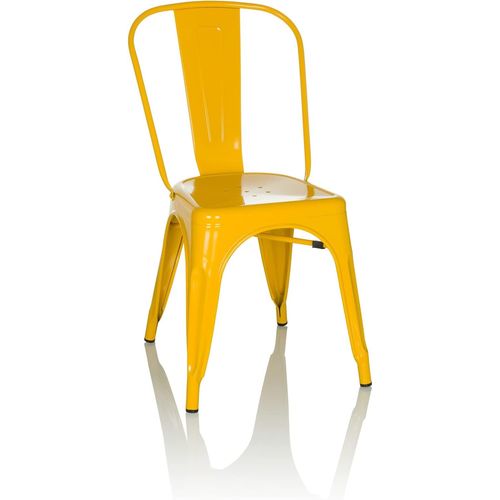 Chaise Bistrot Vantaggio Comfort Métal Jaune, Chaise Au Style Industriel, Empilable, 645091.[G227]