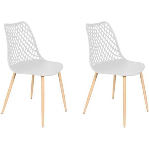 Home Deco Factory - Hd6537 - Lot De 2 Chaises Malaga Blanc Scandinave Assise Siege Salon Salle À Manger Pieds Contrastant Exterieur Interieur.[G302]