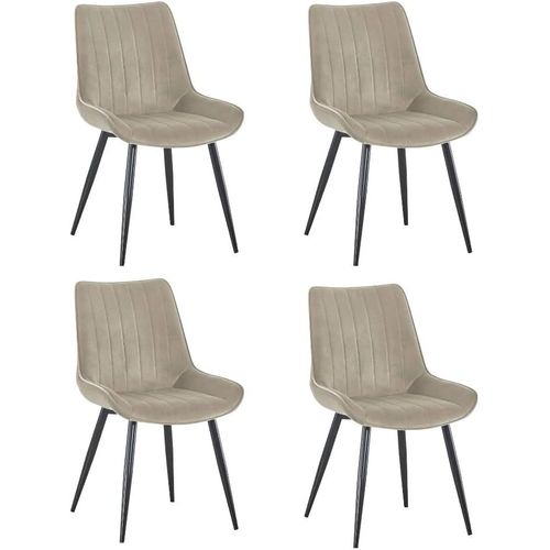 Lot De 4 Chaises De Salle À Manger Chester Confort Et Design Pour Votre Maison Qualité Et Ergonomie Tapissé De Couleur Vison.[G287]