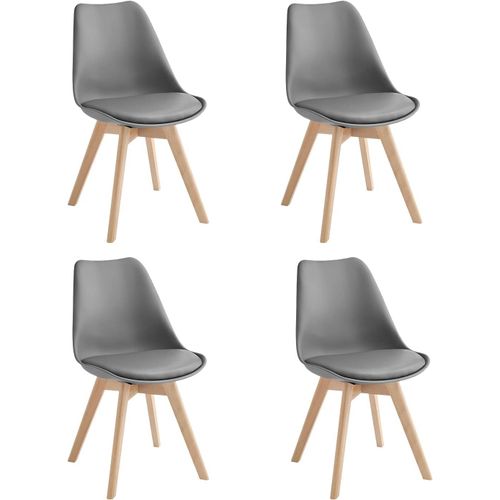 Design Twist Tommy Lot De 4 Chaises, Bois, 52 X 48,5 X 82 Cm Moderne 48.5 X 52 X 82 Cm Gris.[G278]