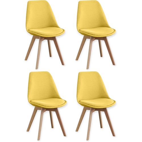 Modèle Otto Lot De 4 Chaises De Salle À Manger De Style Nordique Tapissées De Tissu 41,5 X 43 X 83 Cm Couleur Moutarde Design Simple Et Élégant Avec Pieds En Hêtre.[G777]