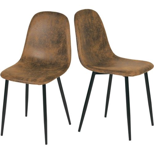 Lot De 2 Chaises De Salle À Manger En Suédine - Style Scandinave Vintage - Pour Cuisine, Salle À Manger (Marron).[G553]