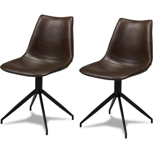 Design Isabel Lot De 2 Marron Foncé Pivotantes Chaises Salle À Manger En Similicuir Simili Cuir Salle À Manger Salon Bureau Cuisine, Assise Rembourrée Scandinaves, Pieds En Métal.[G768]