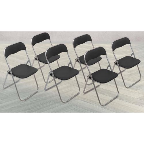 Salamanca Lot De 6 Chaises Pliantes Noires 43 X 47 X 78 Cm, Simili Cuir.[G310]