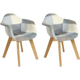 Lots De 2 Fauteuils Patchwork Enfant Leonie Rose, Textile-Polyester Bois-Hetre Rembourrage-Pu, Bleu, 44 X 33,5 X 58 Cm.[G335]