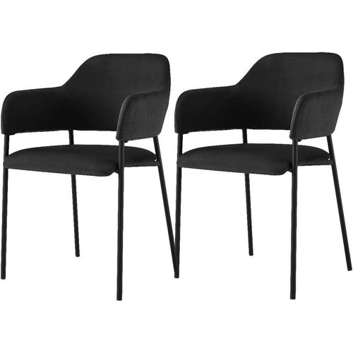 Lot De 2 Chaises Tapissées Avec Accoudoirs - Graphite, Tissu, Cadre En Métal - Style Moderne.[G799]