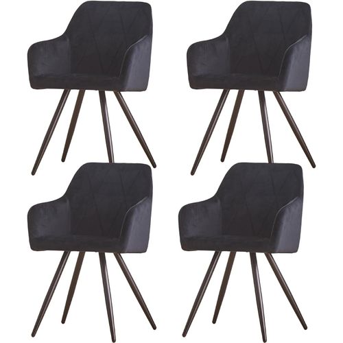 Chaise De Salon, De Salle À Manger En Cuir Synthétique/Velours Au Design Tendance Avec Pieds En Métal Noir Et Siège Rembourré (Noir, 4), Amfbd-C141.[G519]