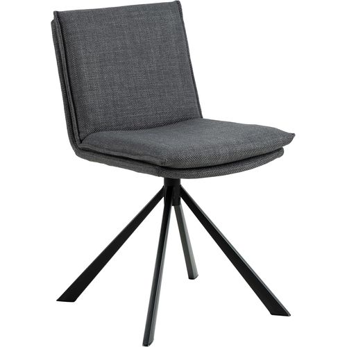 Flemming Chaise De Salle À Manger Pivotante Avec Revêtement Gris Foncé Et Pieds En Acier Noir Style Moderne 47 X 85 X 59 Cm.[G558]