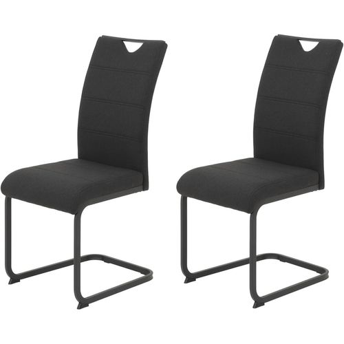 Mars Lot De 2 Chaises De Salle À Manger Avec Revêtement En Tissu Tissé Structure Carrée En Métal Noir Dos Ergonomique Charge Maximale De 120 Kg.[G573]